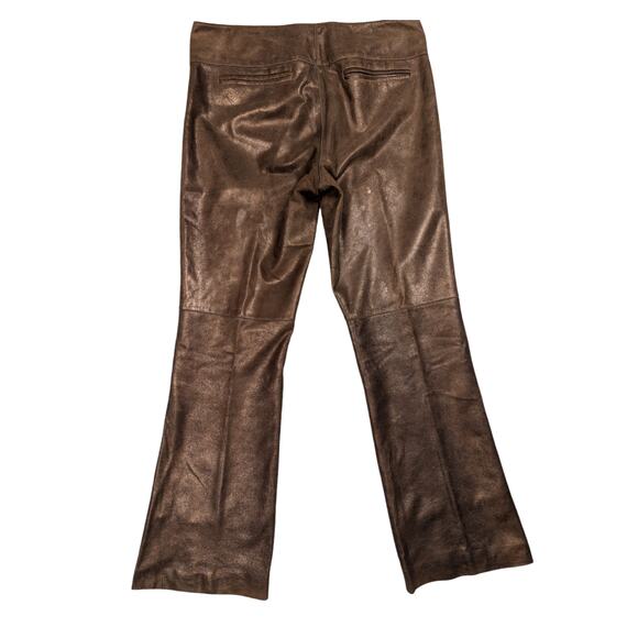 Y2K Vintage Cache Metallic Leather Bootcut Pants Bronze Brown Size 8 - Picture 2 of 15